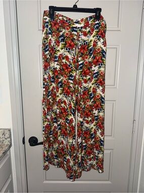 Passport Floral Wide-Leg Pants in Red, Green & Blue